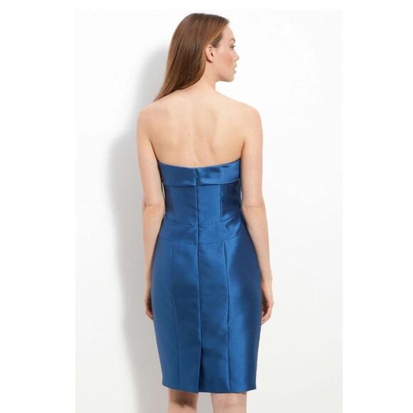 JS Collections Beaded Twill Strapless Sheath Dress in Peacock Blue, sz 8P - Picture 8 of 16